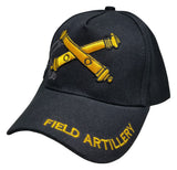 ARMY Field Artillery Hat Baseball Cap Black and Gold with Logo Emblem Mens Headwear