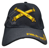 ARMY Field Artillery Hat Baseball Cap Black and Gold with Logo Emblem Mens Headwear