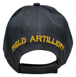 ARMY Field Artillery Hat Baseball Cap Black and Gold with Logo Emblem Mens Headwear