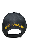 ARMY Field Artillery Hat Baseball Cap Black and Gold with Logo Emblem Mens Headwear