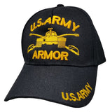 ARMY Armor Hat Baseball Cap Black and Gold with Logo Emblem Mens Headwear