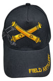ARMY Field Artillery Hat Baseball Cap Black and Gold with Logo Emblem Mens Headwear