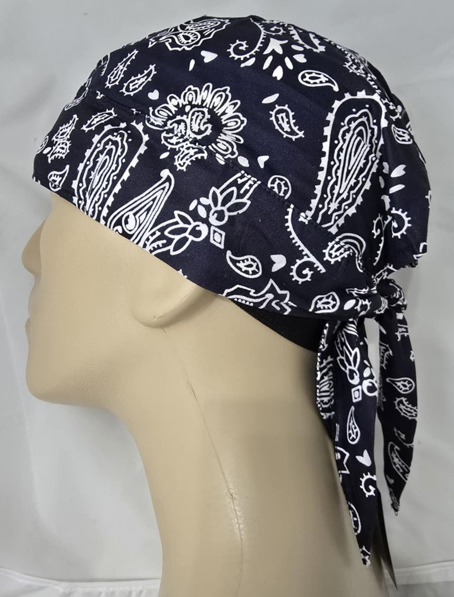 CHALLENGER 14周年 BANDANA Navy Blue Paisley DoRag with Sweatband | Classic Bandana Pattern