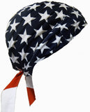 American Flag Patriotic Head Wrap Doo Rag with SWEAT BAND Durag Skull Cap Cotton Sporty Motorcycle Hat