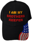 Mason Hat Black Baseball Cap I AM MY BROTHERS KEEPER, Masonic Logo Freemasons