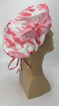 Nursing Scrub Hat Scrubs Cap Bouffant for Long Hair, Pink Camouflage, Camo