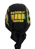 Vietnam Veteran Doo Rag Black Proudly Served Bandana Dorag w/ Sweatband MADE IN AMERICA