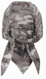 Camouflage Doo Rag | MADE IN AMERICA | Grey, Gray Camo Bandana | Motorcycle Head Wrap | Cotton with Sweatband