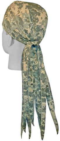 ACU Digital Camouflage Hunting Doo Rag ROVER Durag Long Tails and SWEATBAND MADE IN THE USA