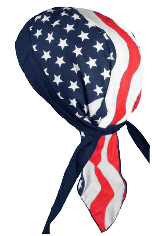 American Flag Doo Rag MADE IN AMERICA Patriotic Bandana Head Wrap Motorcycle Bikers Hat