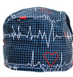 Surgical Scrub Cap EKG Heartbeat with SWEATBAND MADE IN THE USA Doctors Surgeon Hat