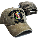Vietnam ERA Veteran Hat Military Baseball Cap, Mens Womens, Khaki Tan and Black Cotton