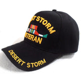 Desert Storm Veteran Hat Black, Ribbons Baseball Cap Army Navy Air Force Marine Men Women