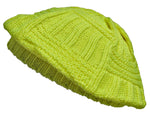 CLEARANCE Yellow Beret Slouchy Crochet Winter Hat Bright Hi-Vis