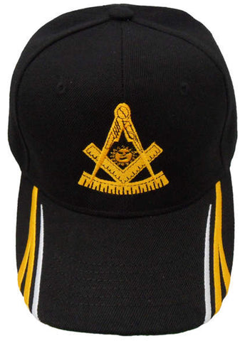 Past Master Mason Hat Black Baseball Cap with Masonic Emblem, Lodge Headwear