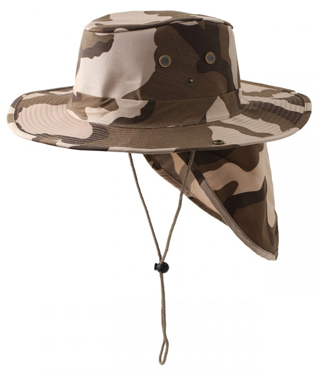 Safari Boonie Fishing Sun Hat Cotton Blend - Desert Camouflage Camo Large