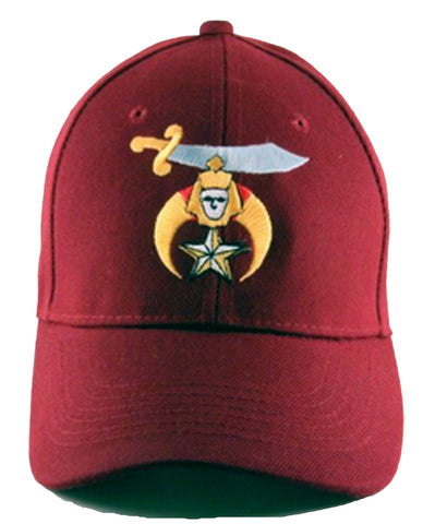 Shriner Hat Maroon Baseball Cap with Logo Associated with Freemasons Shriners Prince Hall Masons Lodge Headwear