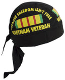 Vietnam Veteran Doo Rag Black Proudly Served Bandana Dorag w/ Sweatband MADE IN AMERICA