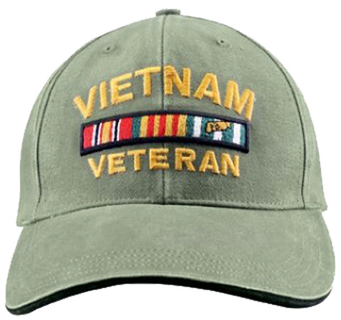 Vietnam Veteran Baseball Cap Olive Drab OD Green Military Hat with Wreath