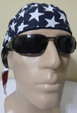 American Flag Bandana Dorag Cap with Sweatband and Mesh Liner, Cotton Motorcycle Biker Durag Skull Hat Stars and Stripes Red White and Blue