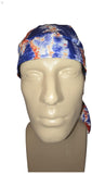 Red White and Blue Tie Dye Bandana Dorag Cap with Sweatband Tye Die Doo Rag 1960s Hippie Fun Woodstock Cotton Motorcycle Biker Durag Skull Hat Made in America