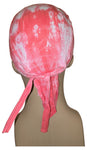 Pink and White Tie Dye Bandana Dorag Cap Tye Die Doo Rag 1960s Hippie Fun Woodstock Cotton Motorcycle Biker Durag Skull Hat
