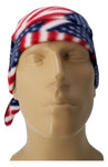 American Flag Chevron Striped Bandana Dorag with Sweatband Doo Rag Made America USA Motorcycle Skull Cap Fleece Helmet Liner