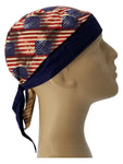 American Flag Bandana Dorag with Sweatband Doo Rag Made America USA Motorcycle Skull Cap Cotton Helmet Liner