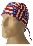 American Flag Bandana Dorag with Sweatband Doo Rag Made America USA Motorcycle Skull Cap Cotton Helmet Liner