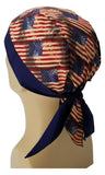 American Flag Bandana Dorag with Sweatband Doo Rag Made America USA Motorcycle Skull Cap Cotton Helmet Liner