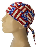 American Flag Bandana Dorag with Sweatband Doo Rag Made America USA Motorcycle Skull Cap Cotton Helmet Liner