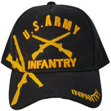 Infantry Hat Army Baseball Cap Black and Gold with Logo Emblem Mens Headwear