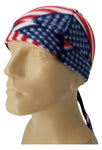 American Flag Chevron Striped Bandana Dorag with Sweatband Doo Rag Made America USA Motorcycle Skull Cap Fleece Helmet Liner