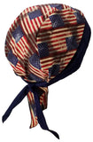 American Flag Bandana Dorag with Sweatband Doo Rag Made America USA Motorcycle Skull Cap Cotton Helmet Liner