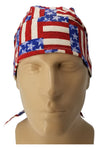 American Flag Bandana Dorag with Sweatband Doo Rag Made America USA Motorcycle Skull Cap Cotton Helmet Liner