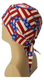 American Flag Bandana Dorag with Sweatband Doo Rag Made America USA Motorcycle Skull Cap Cotton Helmet Liner