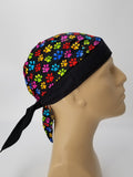 Paw Print Paws Bandana Dorag with Sweatband Doo Rag Made America USA Motorcycle Skull Cap Cotton Helmet Liner