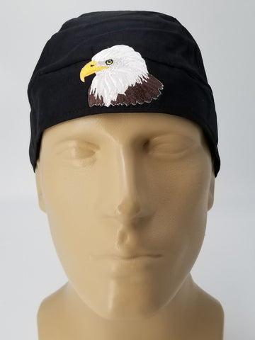 Bald Eagle Bandana Dorag with Sweatband Doo Rag Made America USA Motorcycle Skull Cap Cotton Helmet Liner