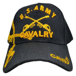 ARMY Cavalry Hat Cav Baseball Cap Black and Gold with Logo Emblem Mens Headwear