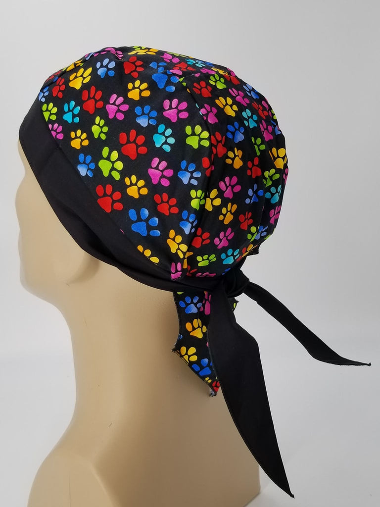 bandana print motorcycle helmet Paw Print Paws Bandana Dorag with Sweatband Doo Rag Made America USA M – Buy Caps and Hats, U.S. Veteran-Owned