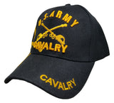 ARMY Cavalry Hat Cav Baseball Cap Black and Gold with Logo Emblem Mens Headwear