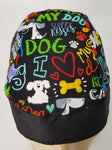 I Love My Dog Bandana Dorag with Sweatband Doo Rag Made America USA Motorcycle Skull Cap Cotton Helmet Liner