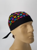 Paw Print Paws Bandana Dorag with Sweatband Doo Rag Made America USA Motorcycle Skull Cap Cotton Helmet Liner