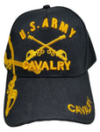 ARMY Cavalry Hat Cav Baseball Cap Black and Gold with Logo Emblem Mens Headwear