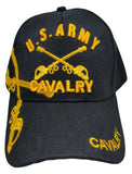 ARMY Cavalry Hat Cav Baseball Cap Black and Gold with Logo Emblem Mens Headwear