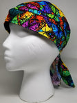 Butterfly Bandana Dorag with Sweatband Doo Rag Made America USA Motorcycle Skull Cap Cotton Helmet Liner