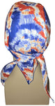 Red White and Blue Tie Dye Bandana Dorag Cap with Sweatband Tye Die Doo Rag 1960s Hippie Fun Woodstock Cotton Motorcycle Biker Durag Skull Hat Made in America