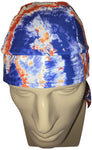 Red White and Blue Tie Dye Bandana Dorag Cap with Sweatband Tye Die Doo Rag 1960s Hippie Fun Woodstock Cotton Motorcycle Biker Durag Skull Hat Made in America