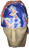 Red White and Blue Tie Dye Bandana Dorag Cap with Sweatband Tye Die Doo Rag 1960s Hippie Fun Woodstock Cotton Motorcycle Biker Durag Skull Hat Made in America