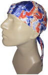Red White and Blue Tie Dye Bandana Dorag Cap with Sweatband Tye Die Doo Rag 1960s Hippie Fun Woodstock Cotton Motorcycle Biker Durag Skull Hat Made in America